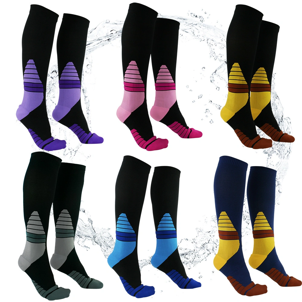 Compression Socks Running Marathon Long Tube Sports Socks, Unisex Knee Length Breathable Hiking Trekking Sock, Knee High Socks for Men and Women Wbb17069