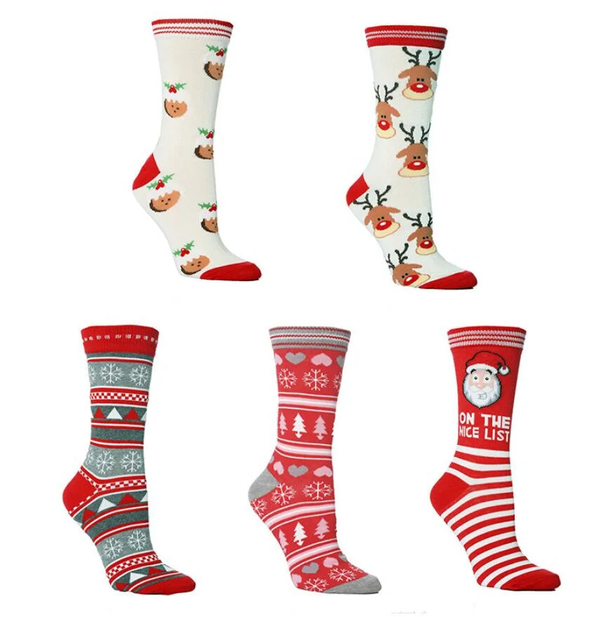 Women′s Christmas Holiday Socks Cotton Knit Crew Xmas Socks for Girls Novelty Christmas Gifts