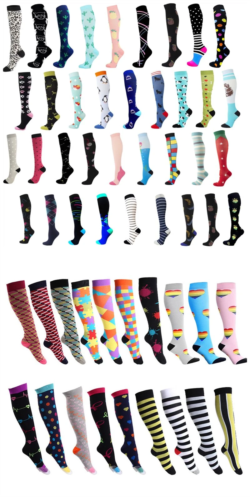 Amazon Hot Sale 20-30mmhg Knee High Sports Compression Socks